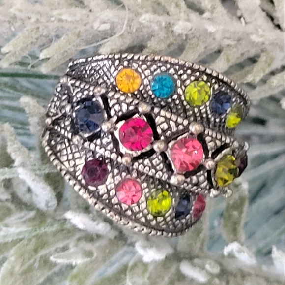 •MULTI STONE - LÓRIEN• adjustable silver ring (various sizes) main image 1